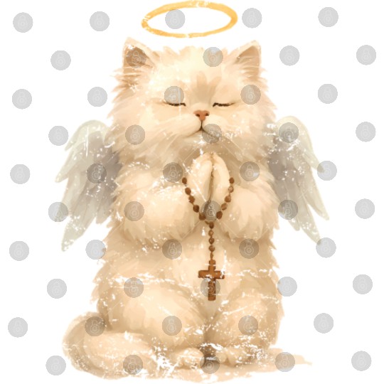 Heavenly Praying Cat with Angel Wings Digital Files