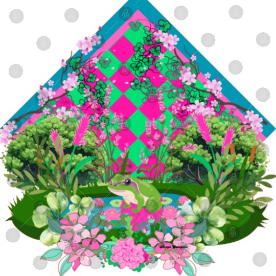 Frog in pink and green  Digital Files