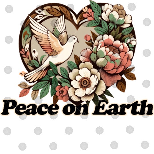 Peaceful Dove Heart Floral Design Digital Files