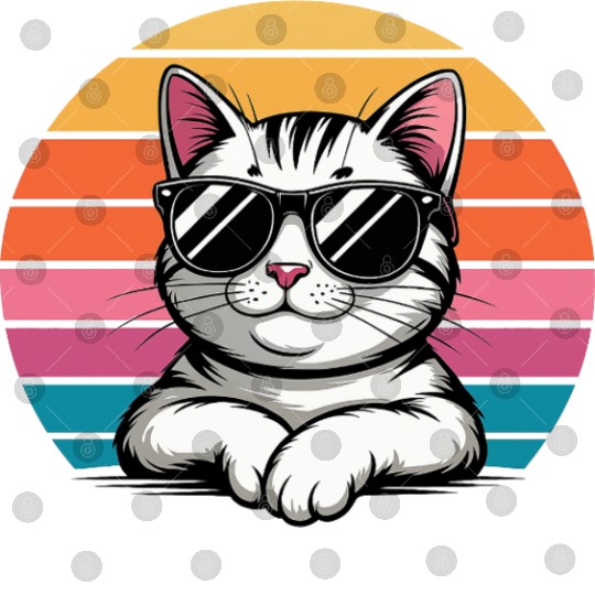 Retro Neon Cat Digital Files – Fun Weekend Vibes