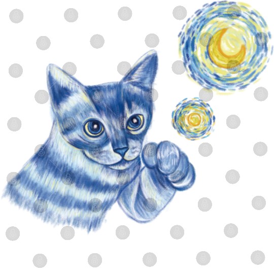 Blue Starry Night British Shorthair Cat Graphic Digital Files