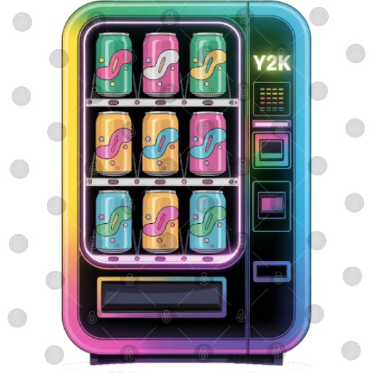 Y2K Cyber Vending Machine with Iridescent Drinks Digital Files