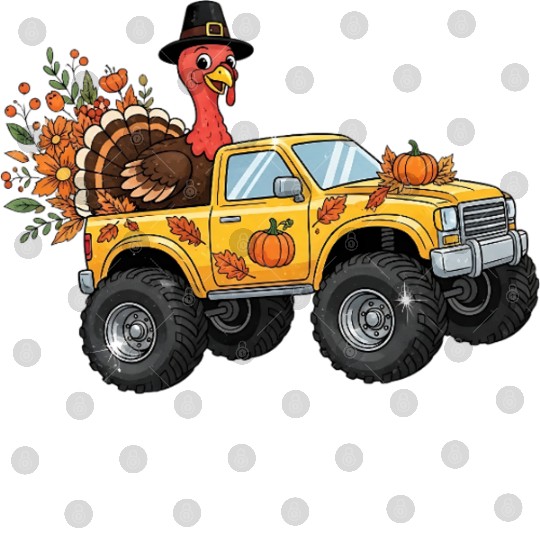 Autumn Thanksgiving Truck with Turkey Digital Files