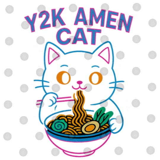 Y2K Ramen Cat – Retro Neon Anime Noodle Lover Desi Digital Files