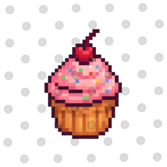 Pixel Art Cupcake with Cherry Digital Files