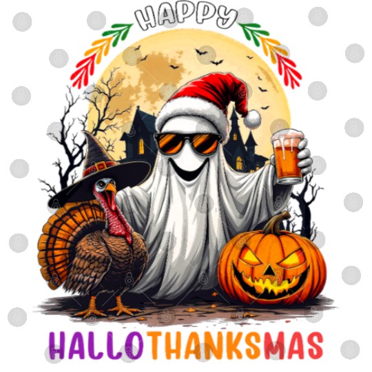 Happy Hallothanksmas Halloween Thanksgiving Xmas Digital Files