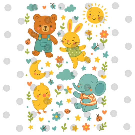 Whimsical Baby Animal Fantasy Scene Digital Files