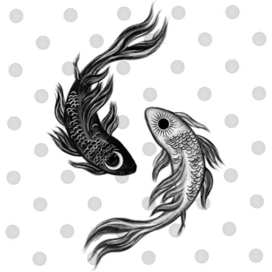 Ethereal Black & White Koi Fish Yin Yang Design Digital Files