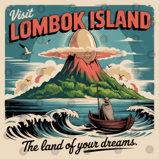 Lombok Island Travel Illustration Digital Files