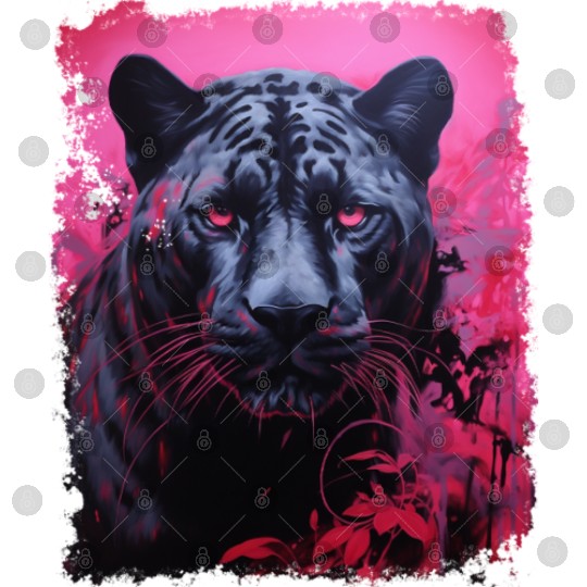 Pink Pop Art Black Panther  Digital Files