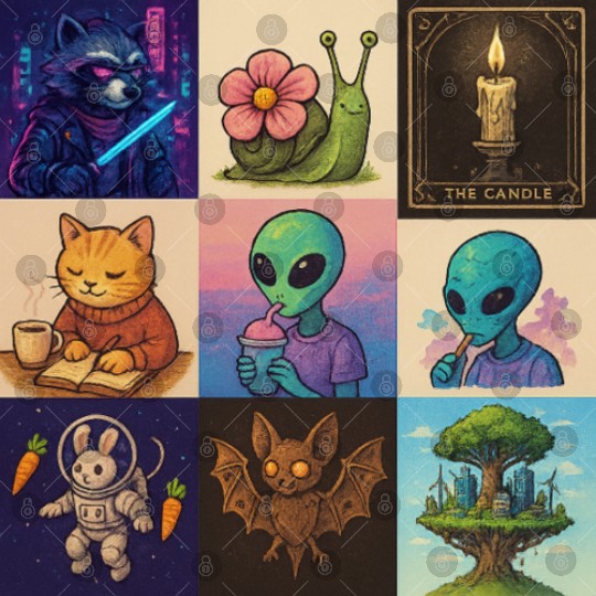 Whimsical Celestial Animal and Alien Designs Digital Files