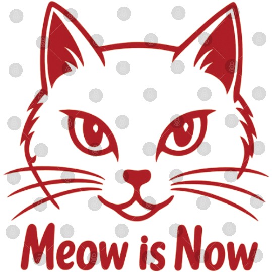 Elegant Cat Face with Bold Red Lines - Meow Is Now Digital Files