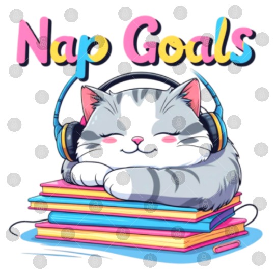 Cute Cat Nap Goals Design Digital Files