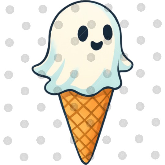 Cute Ghost Ice Cream Illustration Digital Files