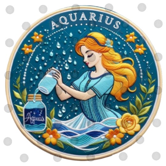 Aquarius Stylish Watercolor Zodiac Illustration Digital Files