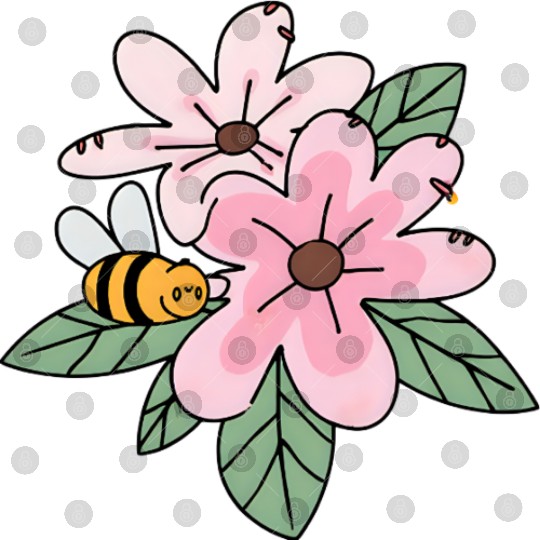 Charming Blossom and Bee Illustration Digital Files