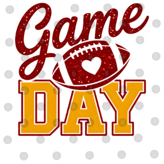 Game Day Football Digital Files Glitter Heart Cute Varsity