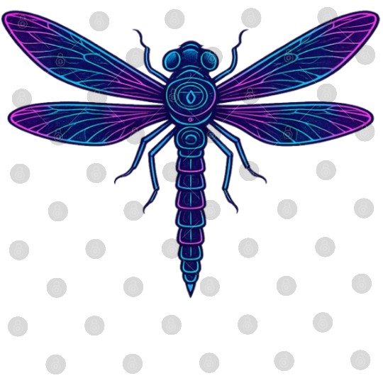 Neon Mythical Dragonfly Illustration Digital Files