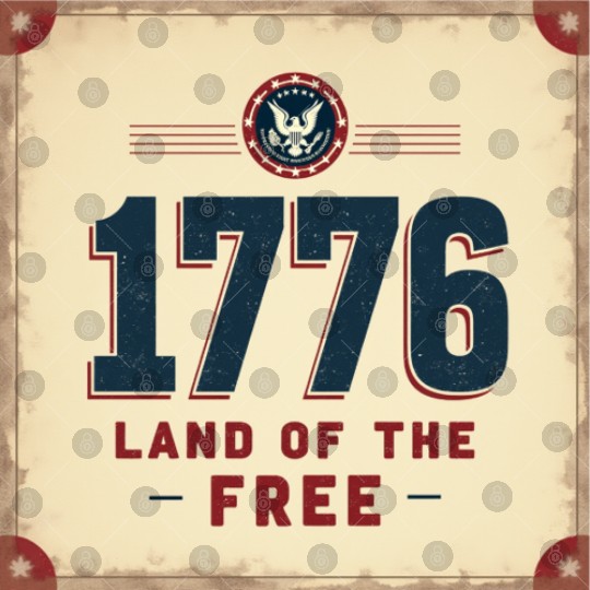 1776 Land of the Free Patriotic Emblem Digital Files