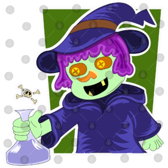 Playful Zombie Witch Cartoon Design Digital Files