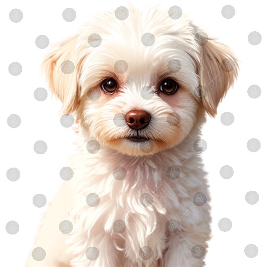 Adorable White Puppy Portrait Design Digital Files