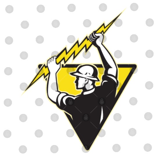 electrician power lineman holding lighting bolt Digital Files