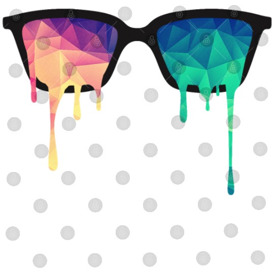 Abstract Psychedelic Nerd Glasses with Color Drops Digital Files
