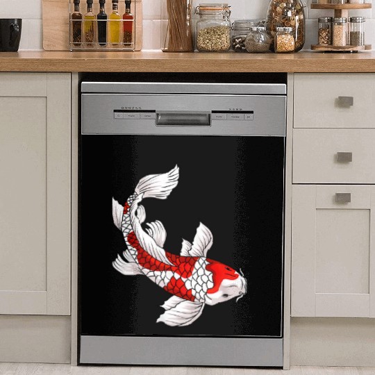 Japanese Koi Fish Carp Nishikigoi Taisho Sanke Dish Washer Covers