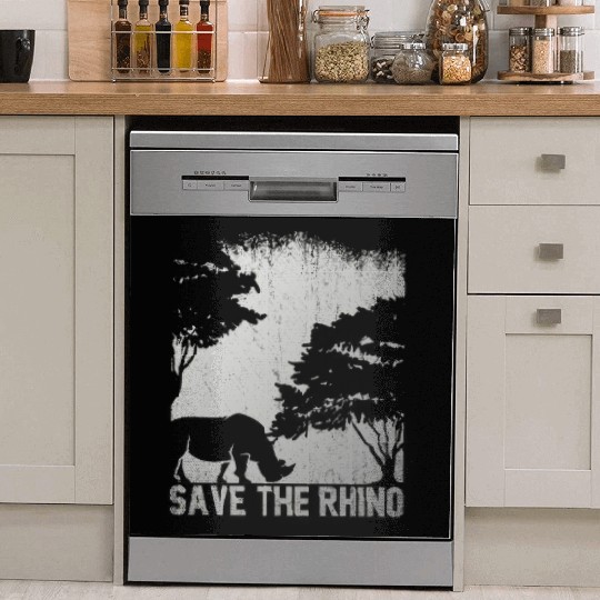 Retro Safari African Save The Rhino Dish Washer Covers