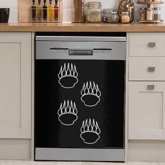 Black Bear Paw Prints Dish Washer Covers