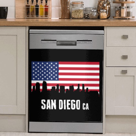 American Flag San Diego Skyline Dish Washer Covers