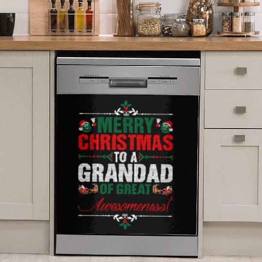 Merry Christmas To A Grandad Of Great Awesomeness Dish Washer Covers