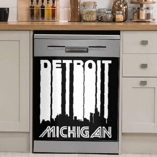 Retro Detroit Skyline Dish Washer Covers