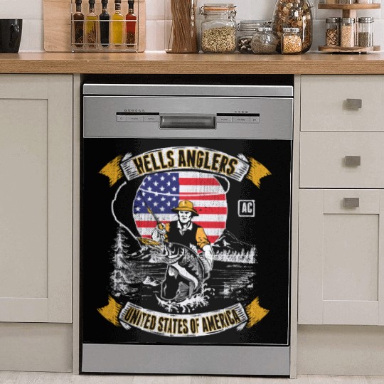 HELLS ANGLERS USA fishermen angler used look Dish Washer Covers