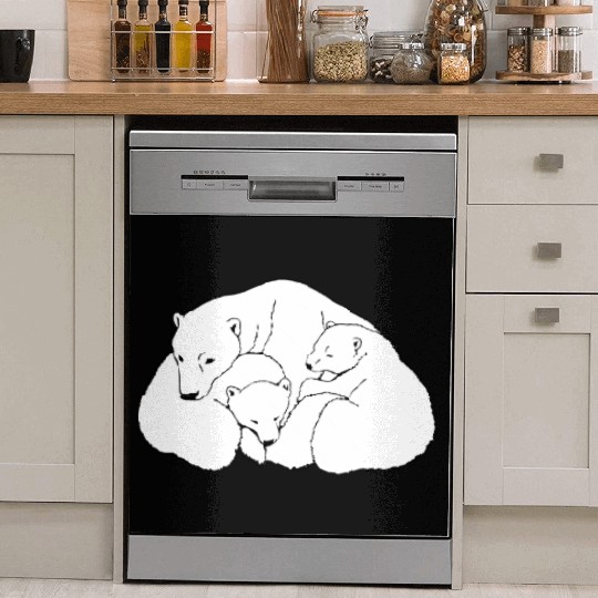 Polar Bear w. Cubs Twins Dish Washer Covers