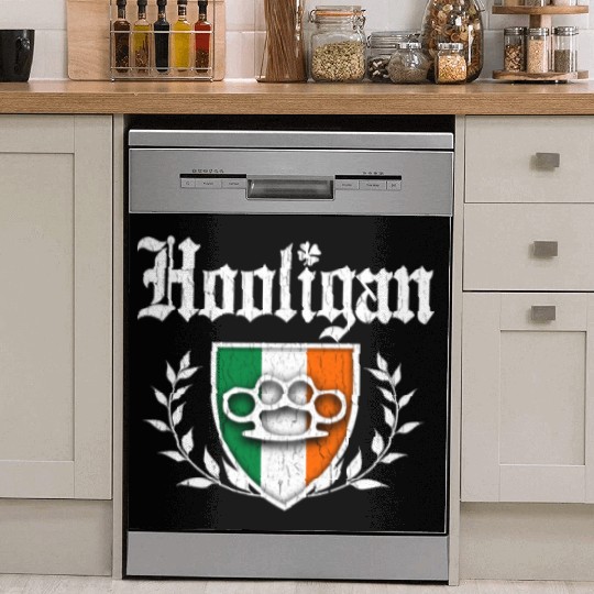 Irish Hooligan Crest vintage distressed look Dish Washer Covers