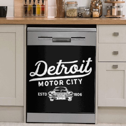 Detroit Michigan Motor City Classic Vintage Retro Dish Washer Covers