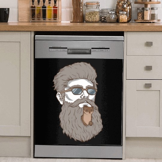 Beard Weasel Funny Beard Design Dish Washer Covers