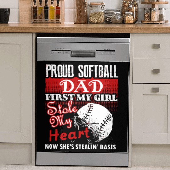 Softball - softball dad s - proud softball dad Dish Washer Covers