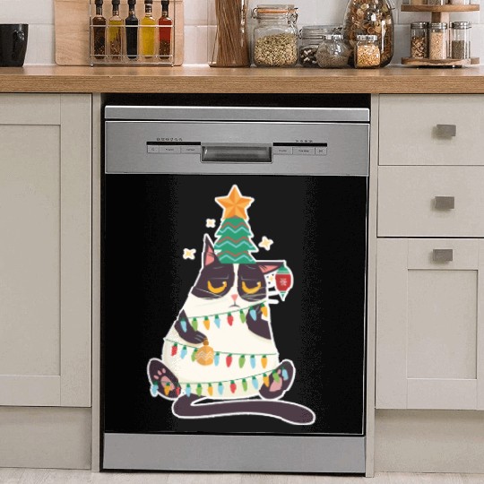 Christmas Tree Cat Dish Washer Covers Christmas Xmas Holiday