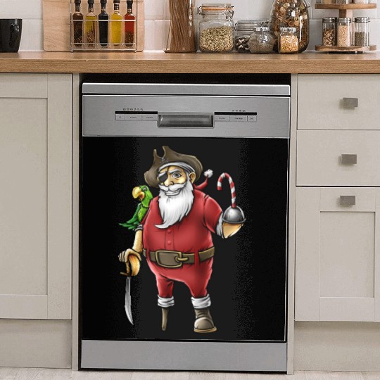 Santa Pirate Funny Christmas Candy Cane Hook Hand Dish Washer Covers