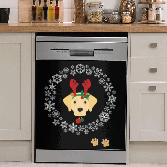 Funny Labrador Dog Pet Christmas Hat Snow Gift Dish Washer Covers