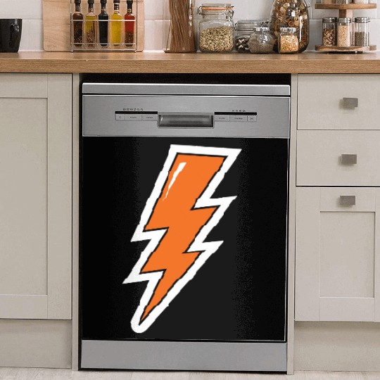 Lightning Bolt, orange lightning, electric Dish Washer Covers