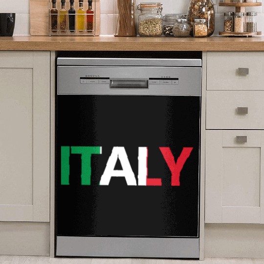 ITALY with the italian flag in the background Dish Washer Covers
