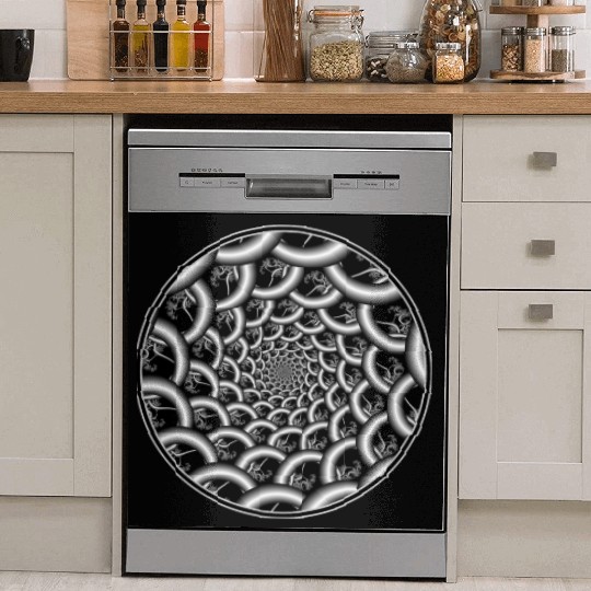 Swirl of Psychedelic Black & White Rings Dish Washer Covers