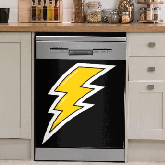 Yellow Lightning, lightning bolt Dish Washer Covers