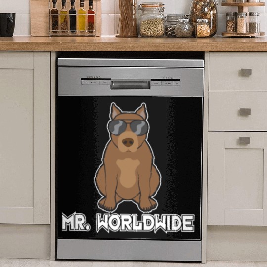 Mr. Worldwide Funny Pitbull Dog Lover Gift Dish Washer Covers