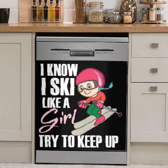 Winter Ski Girl Dish Washer Covers