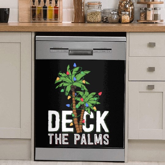 Deck The Palm Tree Lights Tropical Hawaii Family Dish Washer Covers
