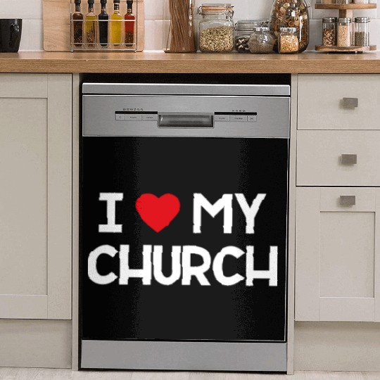 I Love My Church, Heart, Bible, Christian, Dish Washer Covers